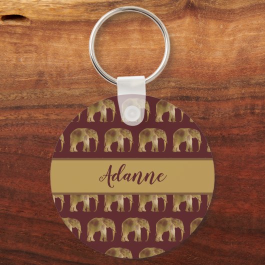 赤かわいらし象と金ゴールド象 キーホルダー (正面)