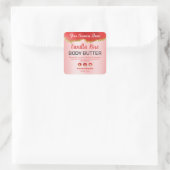 赤かわいらし金ゴールドグリッター製品ラベル スクエアシール (バッグ)