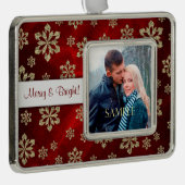 赤かわいらし金ゴールドスノーフレークテンプレート シルバープレートフレームオーナメント (右)