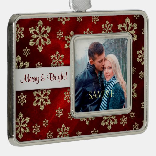 赤かわいらし金ゴールドスノーフレークテンプレート シルバープレートフレームオーナメント (右)