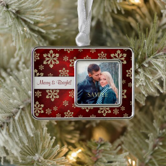 赤かわいらし金ゴールドスノーフレークテンプレート シルバープレートフレームオーナメント (ツリー)