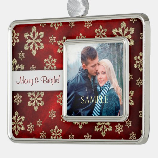 赤かわいらし金ゴールドスノーフレークテンプレート シルバープレートフレームオーナメント (左)