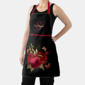 赤かわいらし金ゴールドバラ蝶モノグラム エプロン (インサイチュ)