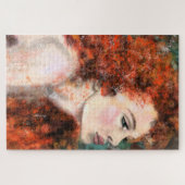 赤かわいらし頭の女性 – 抽象芸術オリジナル絵画ズ ジグソーパズル (横)
