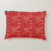 赤かわいらし鮮やかバレンタインデーハート模様 アクセントクッション (裏面)