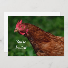 赤かわいらし鶏顔写真誕生日 招待状