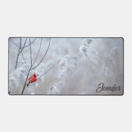 赤かわいらし（鳥）ショウジョウコウカンチョウ冬雪鳥エレガント デスクマット