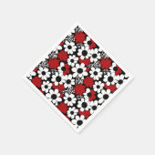 赤かわいらし、黒、白の花柄 スタンダードカクテルナプキン (角)