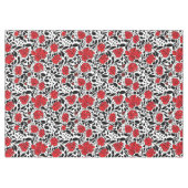 赤かわいらし、黒、白の花柄 テーブルクロス (正面(横))