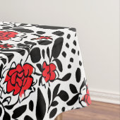 赤かわいらし、黒、白の花柄 テーブルクロス (インサイチュ)
