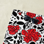 赤かわいらし、黒、白の花柄 ビーチタオル (インサイチュ)