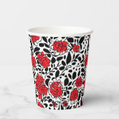 赤かわいらし、黒、白の花柄 紙コップ (裏面)