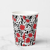 赤かわいらし、黒、白の花柄 紙コップ (右)