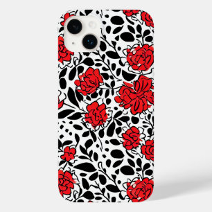 赤かわいらし、黒、白の花柄 Case-Mate iPhone 14 PLUSケース
