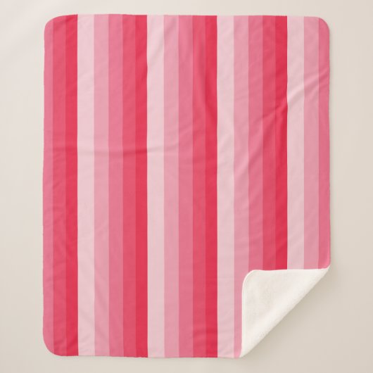 赤かグラデーションストライプらピンク色のトーン シェルパブランケット (正面)