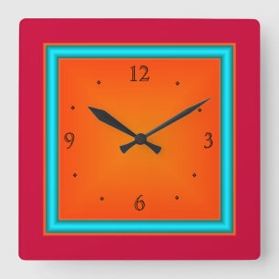 赤か水またはOrange>Wallの時計 スクエア壁時計