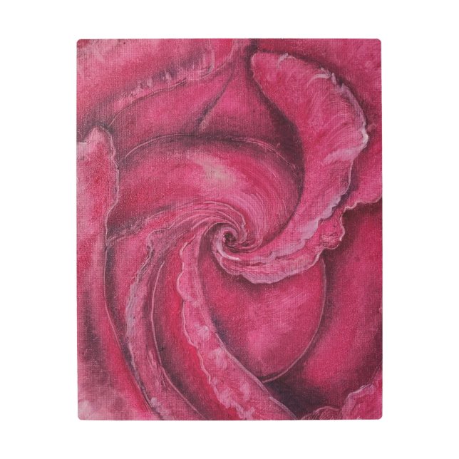 赤がクローズアップで上昇した メタルプリント (正面)