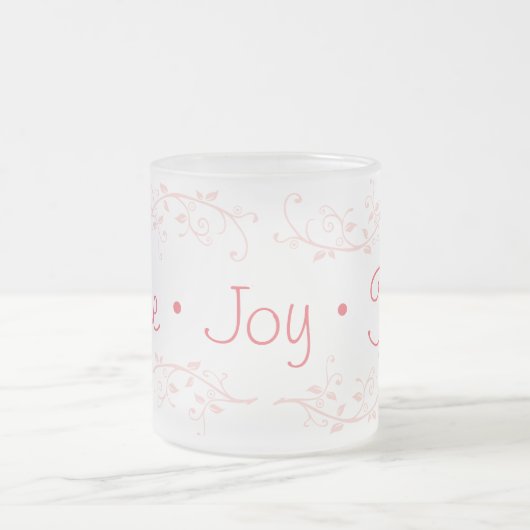 赤が花開く平和の喜び愛のクリスマス フロストグラスマグカップ (中央)