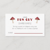 赤きのこのおもしろい男の赤ちゃんシャワーおむつラッフル エンクロージャーカード (正面)