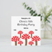 赤きのこの可愛い植物型誕生日パーティー 招待状 (スタンド正面)