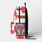 赤きのこの可愛い植物模様 プリントバックパック (右)