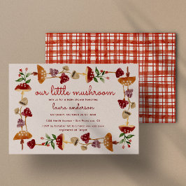 赤きのこの赤ちゃんシャワー性別リビール 招待状