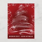 赤きらめくクリスマスツリー抽象芸術旋回シック シーズンポストカード (正面)