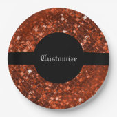 赤きらめくモザイク模様紙プレート ペーパープレート (正面)