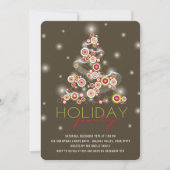 赤きらめく円クリスマスツリーホリデーパーティー 招待状 (正面)