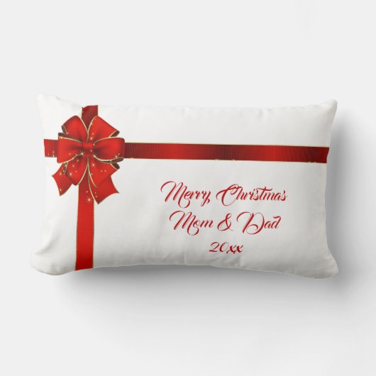 赤きらめく弓シーズンのご挨拶 ランバークッション (正面)