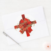 赤きらめく弓シーズンのグリーティングシール ラウンドシール (封筒)