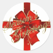 赤きらめく弓シーズンのグリーティングシール ラウンドシール (正面)