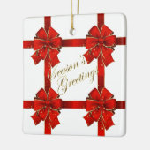 赤きらめく弓シーズンの挨拶の写真 セラミックオーナメント (左)