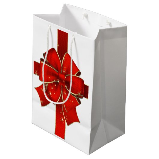 赤きらめく弓シーズンズグリーティング抱き枕 ミディアムペーパーバッグ (裏面アングル)