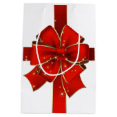 赤きらめく弓シーズンズグリーティング抱き枕 ミディアムペーパーバッグ (裏面)