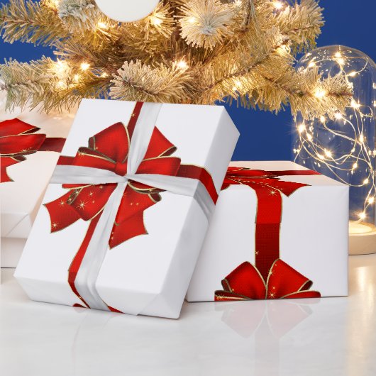 赤きらめく弓季節のごあいさつ包装紙 ラッピングペーパー (クリスマス)