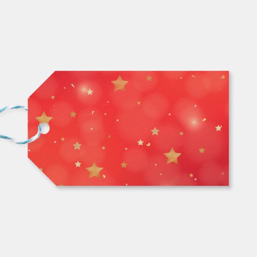 赤きらめく星の明るいメリークリスマス ギフトタグ (裏面横)