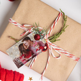 赤きらめく星の明るいメリークリスマス ギフトタグ