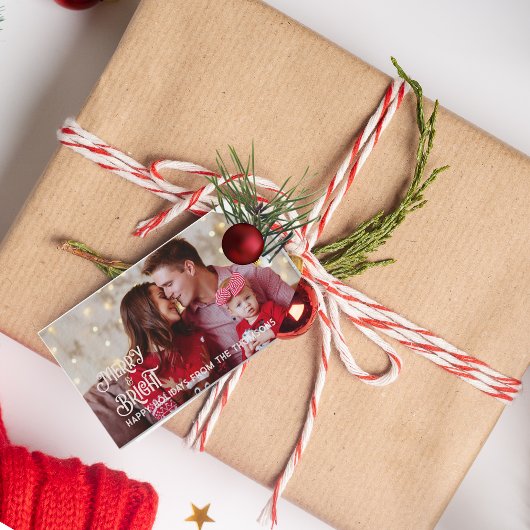 赤きらめく星の明るいメリークリスマス ギフトタグ