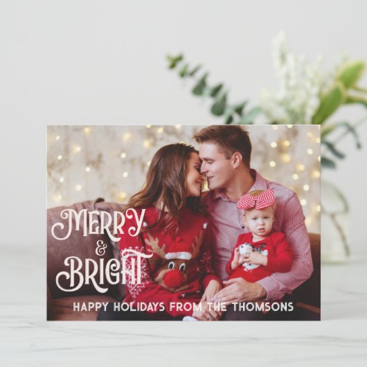 赤きらめく星の明るいメリークリスマス シーズンカード (スタンド正面)