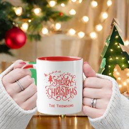 赤きらめく星メリークリスマスマグ マグカップ
