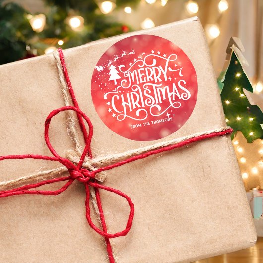 赤きらめく星メリークリスマス ラウンドシール