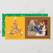 赤きらめく緑抽象芸術クリスマスツリー写真 シーズンカード (正面/裏面)