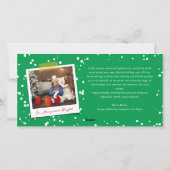 赤きらめく緑抽象芸術クリスマスツリー写真 シーズンカード (裏面)