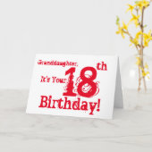 赤くおよび白いの孫娘の第18誕生日 カード (黄色い花)