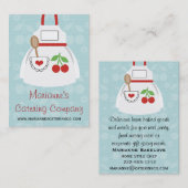 赤くおよび青のさくらんぼのハートのエプロン名刺 名刺 (正面/裏面)