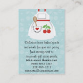 赤くおよび青のさくらんぼのハートのエプロン名刺 名刺 (裏面)