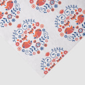 赤くおよび青のスカンジナビアの民俗パターン 薄葉紙 (詳細)