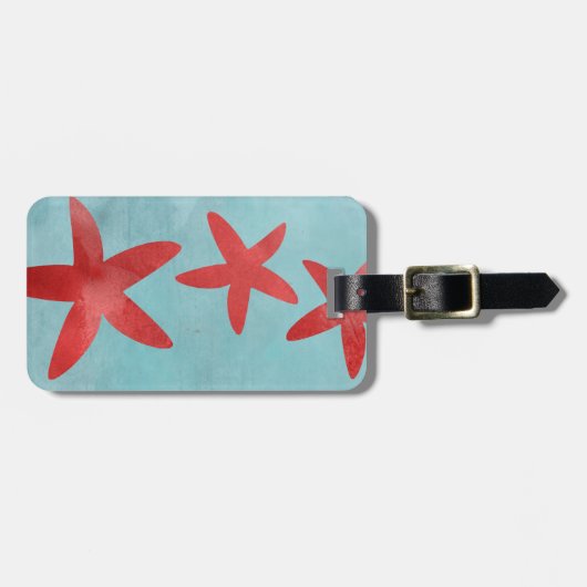 赤くおよび青のヒトデ ラゲッジタグ (正面横)