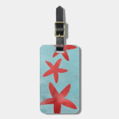 赤くおよび青のヒトデ ラゲッジタグ (正面縦)